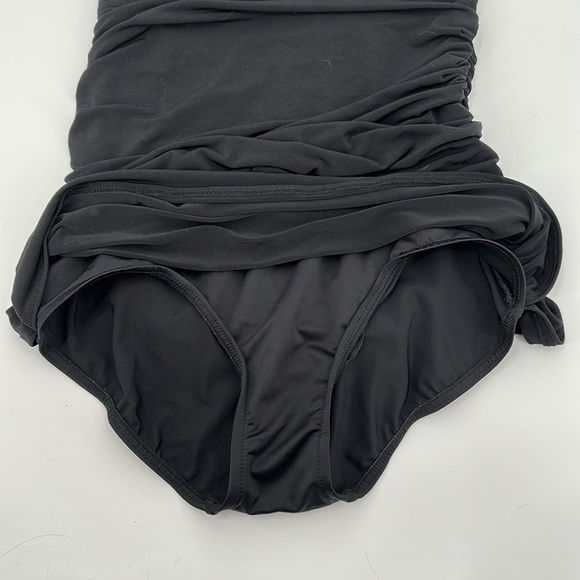 Magicsuit Black Halter Tie Shirred One Piece Yvonne Bathing Suit Size 10 - Picture 4 of 12